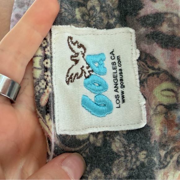 Goa LA Y2K Patchwork Mesh Long Sleeve Top XS S - Picture 9 of 9